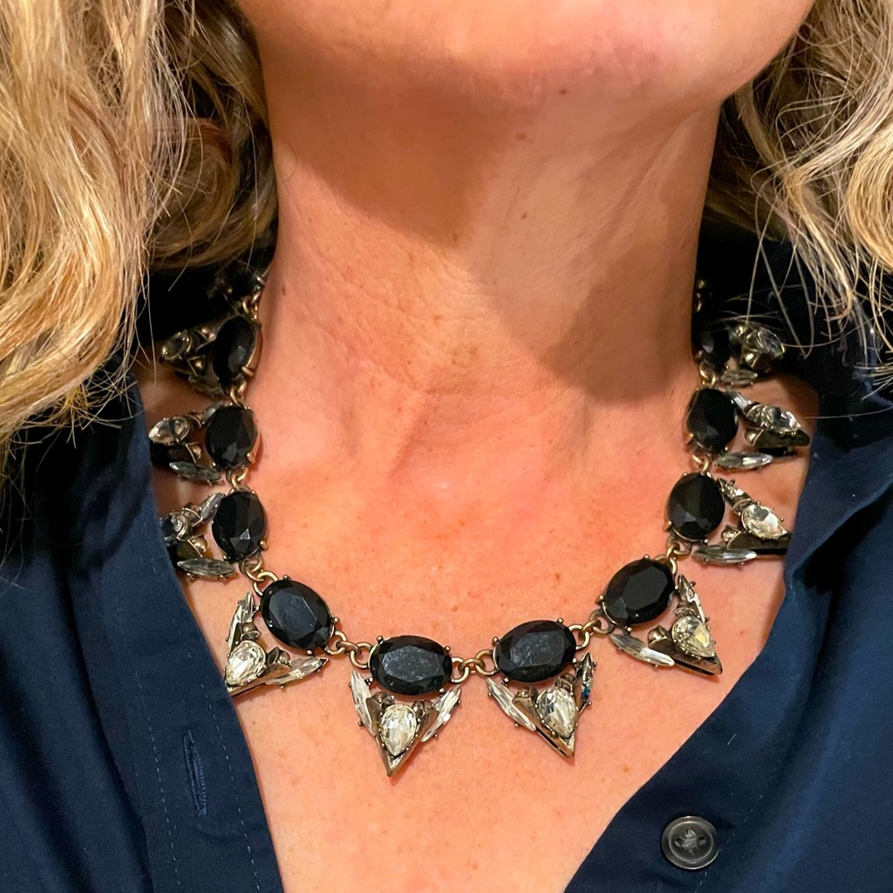 Ornate Collar Necklace - Black & Diamanté